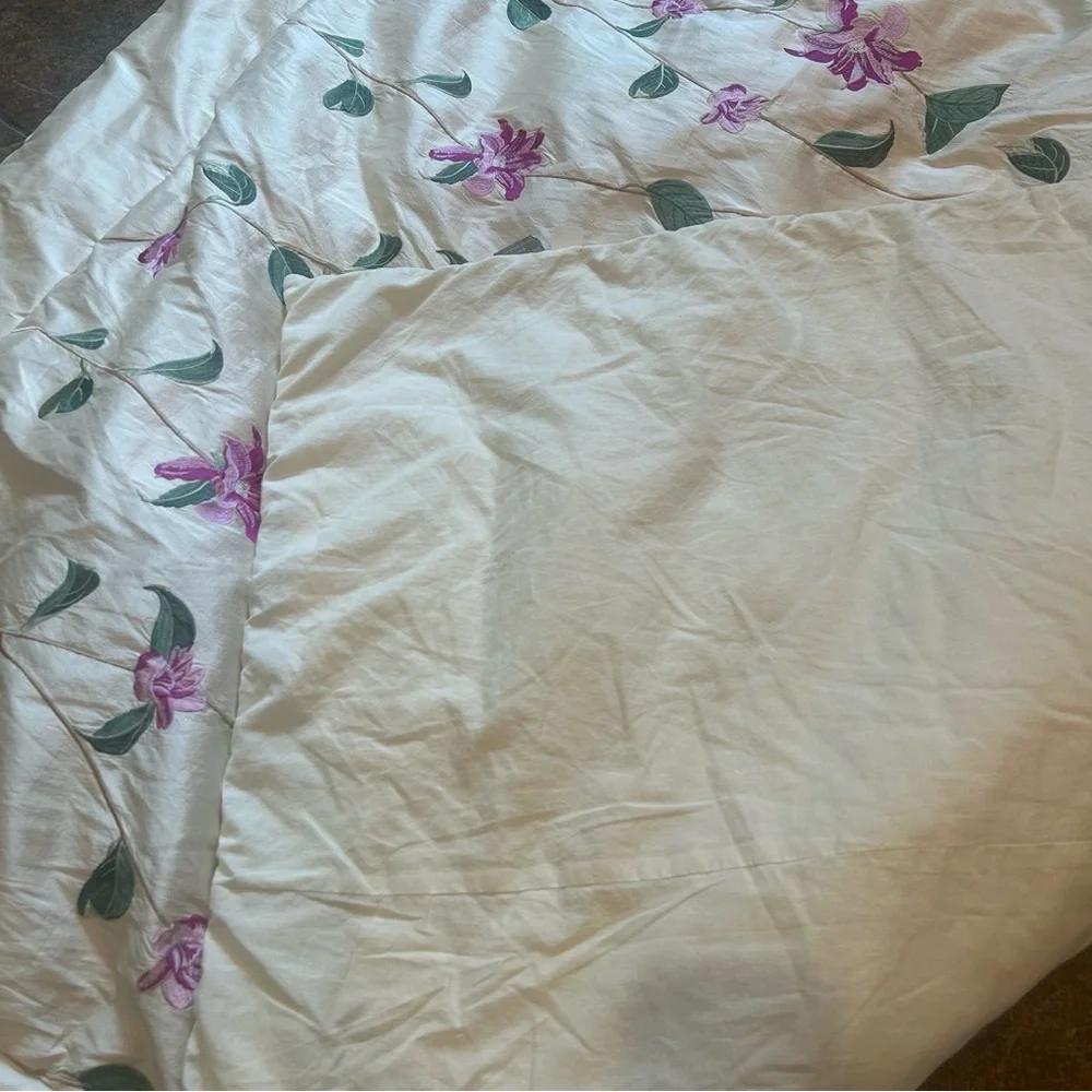 Yves Delorme 100% Silk Floral Cream and Pink Child Comforter Quiet Luxury - Picture 9 of 9